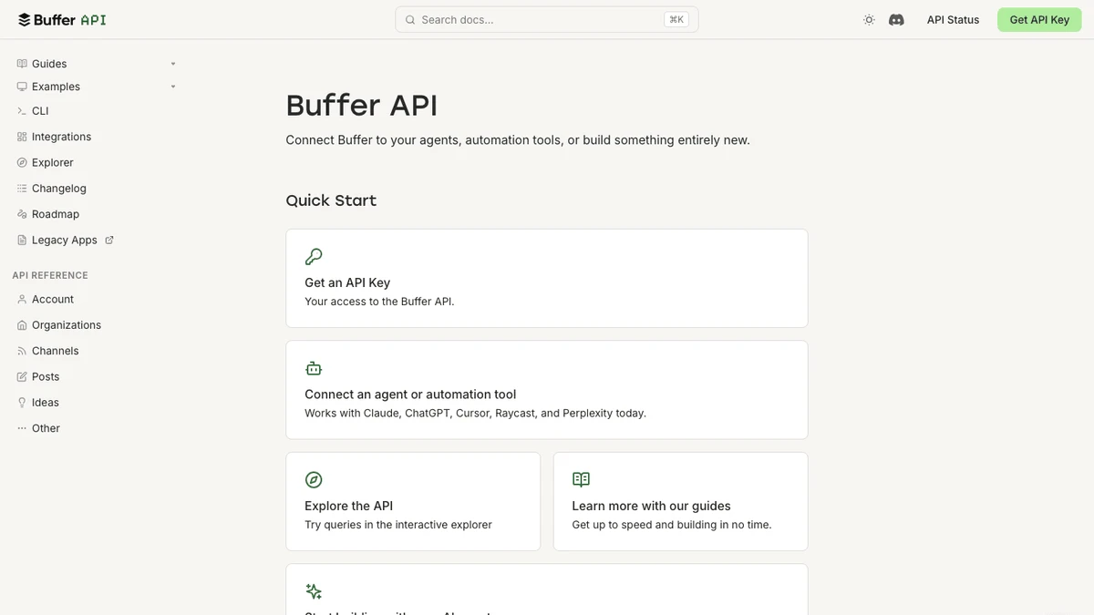 Buffer developer documentation and API explorer for social publishing