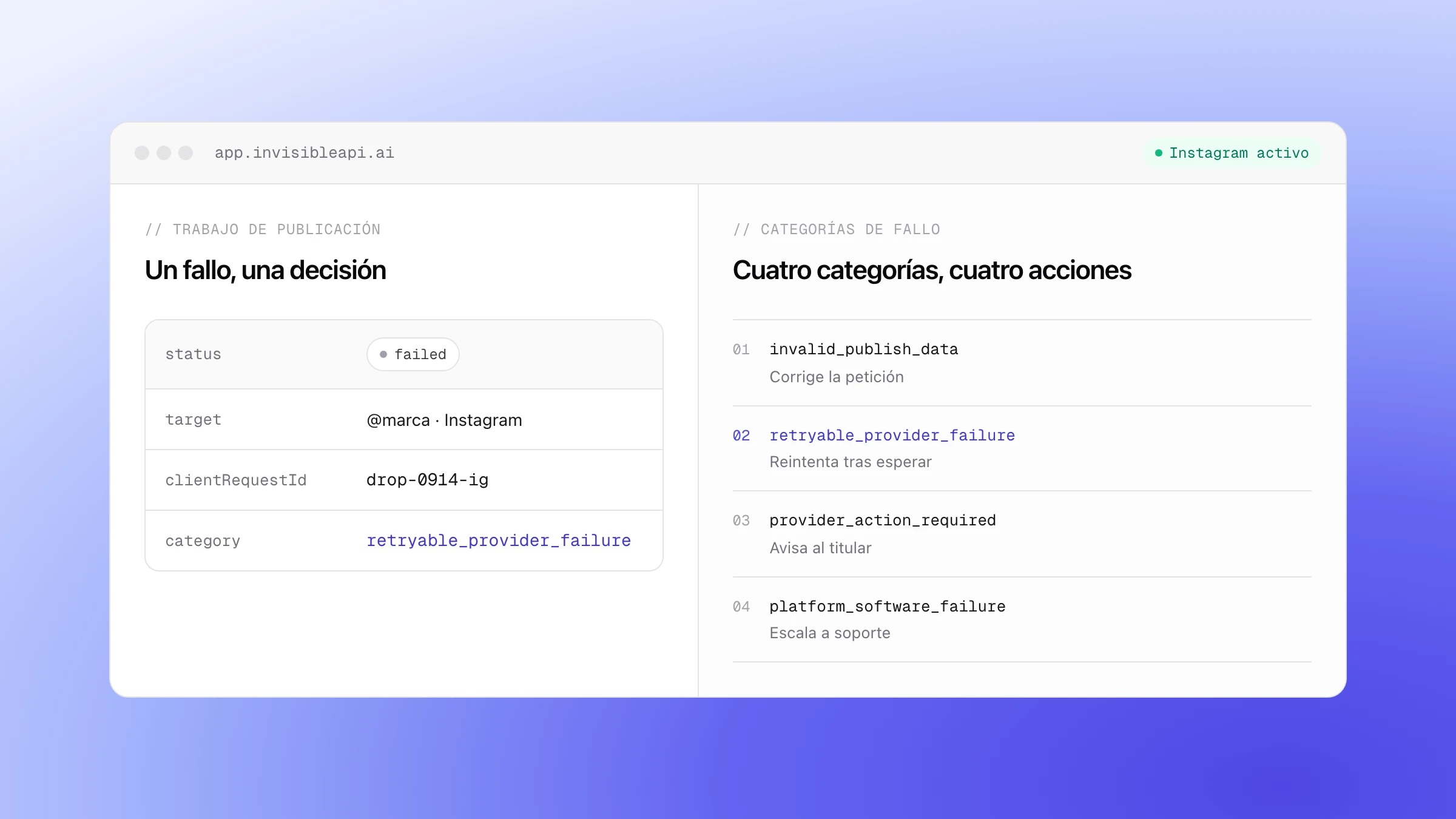 Códigos de error de la API de Instagram: cuáles reintentar